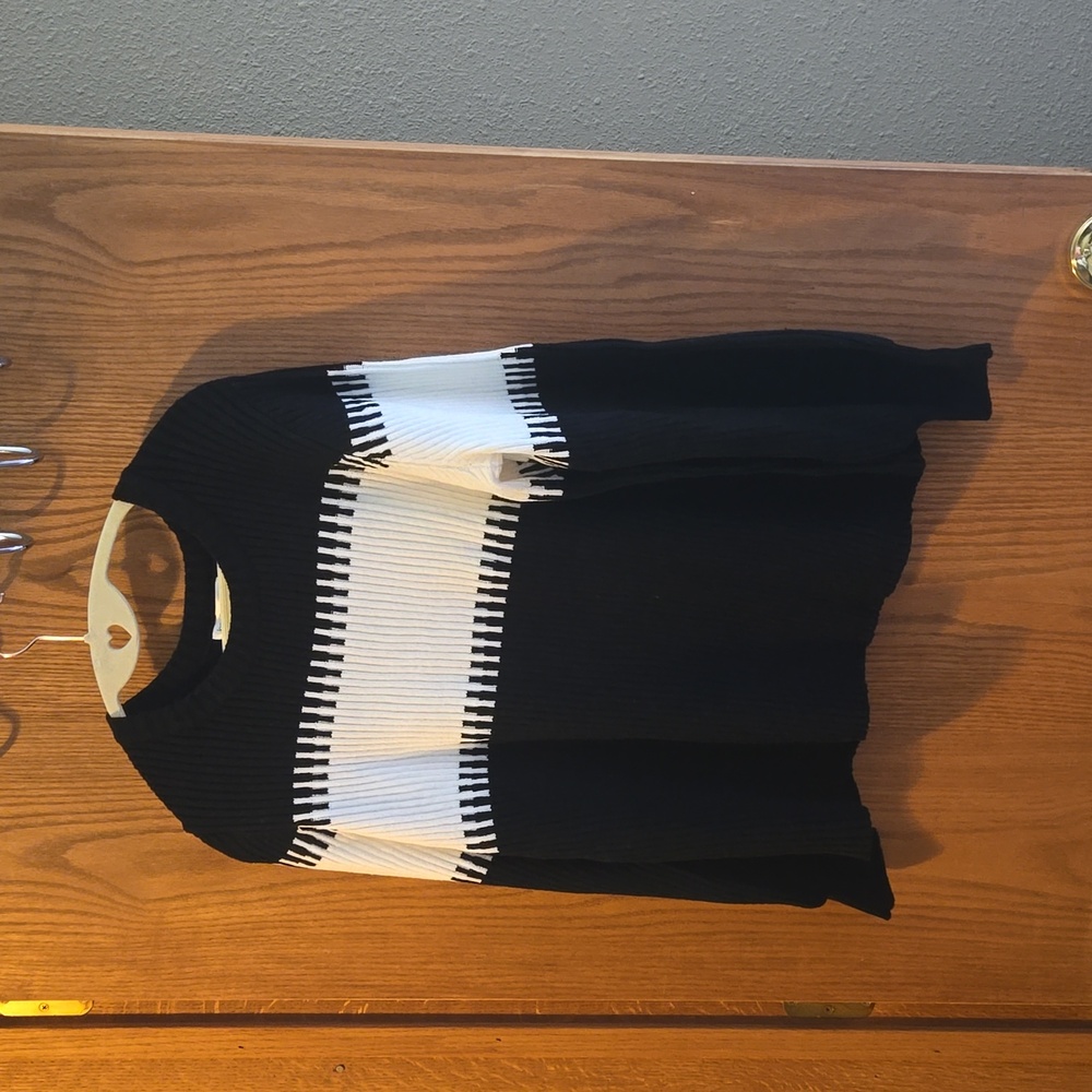 Black and White Sweater Petite Large NWT JohnPaulRichard